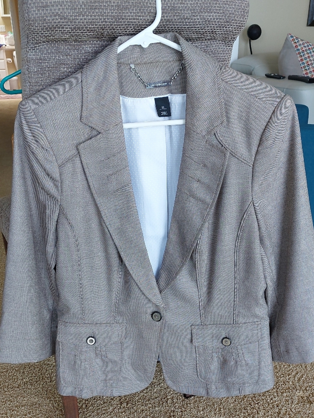 White House Black Market Taupe Blazer - Single-Button Tailored Jacket